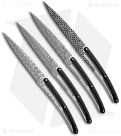 Deejo Geometry Art Steak Knives W/Black Paperstone Handles - Set Of 4