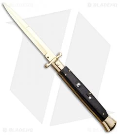 Frank B 11" Italian Stiletto Bayo Knife Swinguard Gold Plated/ Ebony (5" Gold)