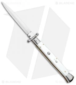 Frank B 11" Italian Stiletto Swinguard Automatic White (5" Satin Dagger)