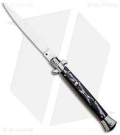 Frank B 11" Italian Stiletto Bayo Automatic Knife Sim Dark Horn (5" Satin)