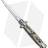 Frank B 9" Italian Stiletto Automatic Bayonet Knife Black Lip Pearl (4" Satin)