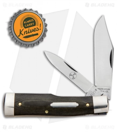 GEC #44 Tidoute Gunstock Buffalo Jack Pocket Knife 3.3" OD Green Linen Micarta - Image 4