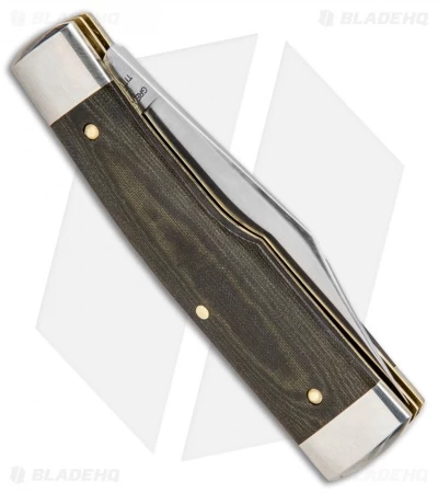 GEC #44 Tidoute Gunstock Buffalo Jack Pocket Knife 3.3" OD Green Linen Micarta - Image 3