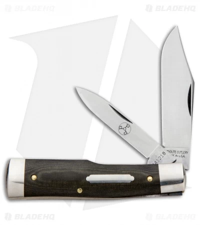 GEC #44 Tidoute Gunstock Buffalo Jack Pocket Knife 3.3" OD Green Linen Micarta