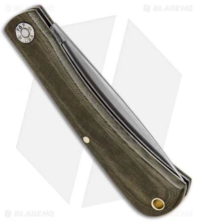 GEC #71 Farm & Field Bull Nose Slip Joint OD Green Micarta (3.1" Satin) 715118 - Image 3