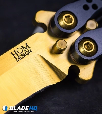 Hom Design Basilisk Elite Balisong Butterfly Knife PVD Ti (4.6" Gold) - Image 8