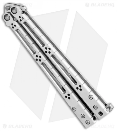 Hom Design Basilisk-R Titanium Balisong Butterfly Knife (4.6" Satin) CF Spacers - Image 3