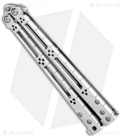 Hom Design Basilisk-R Titanium Balisong Butterfly Knife (4.6" Satin) CF Spacers - Image 2