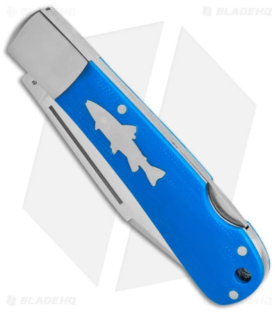HPA Grandair SWS Salmon Lockback Knife Blue G-10 (3.4" Satin) - Image 2
