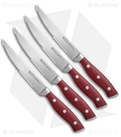 Henckels Forged Accent 4-Piece Steak Knife Set Red Polymer