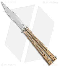 Hom Design Basilisk-R Titanium Balisong Butterfly Knife Bronze Ano (4.6" Satin)