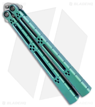 Hom Design I-Basilisk Channel Butterfly Knife Teal Titanium (4.5" Stonewash) - Image 3