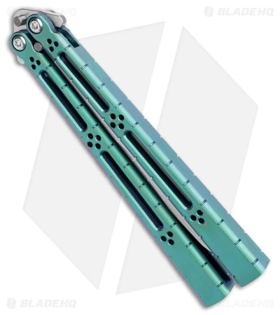 Hom Design I-Basilisk Channel Butterfly Knife Teal Titanium (4.5" Stonewash) - Image 2