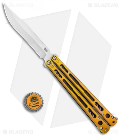 Hom Design Chimera Premium Balisong Knife Gold Ti/CF (4.75 Satin) - Image 4