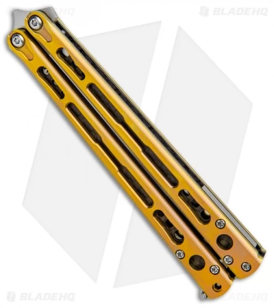 Hom Design Chimera Premium Balisong Knife Gold Ti/CF (4.75 Satin) - Image 2