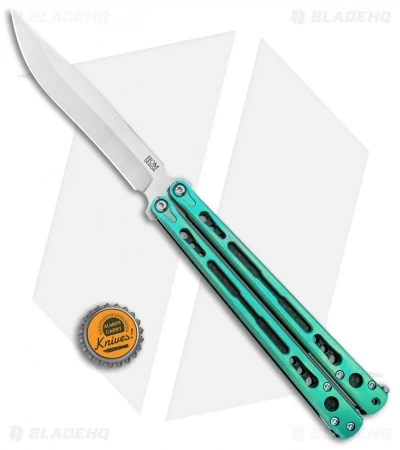 Hom Design Chimera Premium Balisong Knife Green Ti/CF (4.75 Satin) - Image 4