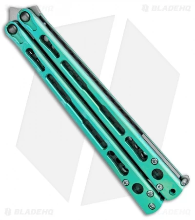 Hom Design Chimera Premium Balisong Knife Green Ti/CF (4.75 Satin) - Image 3