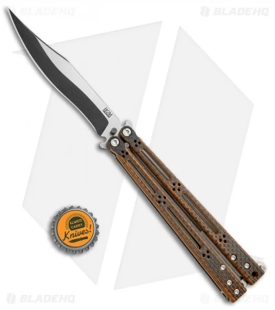 Hom Design Basilisk-R Balisong Butterfly Knife Orange CF (4.6" 2-Tone Acid) #1 - Image 4