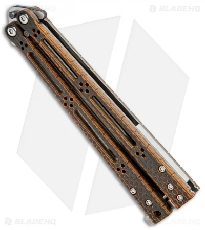 Hom Design Basilisk-R Balisong Butterfly Knife Orange CF (4.6" 2-Tone Acid) #1 - Image 3