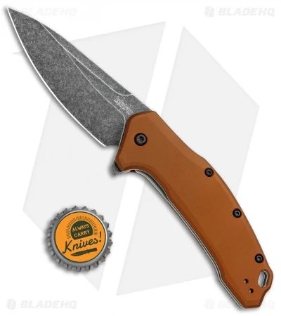 Kershaw Link Drop Point Knife Flat Dark Earth Aluminum (3.25" BlackWash) - Image 4