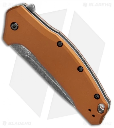 Kershaw Link Drop Point Knife Flat Dark Earth Aluminum (3.25" BlackWash) - Image 3