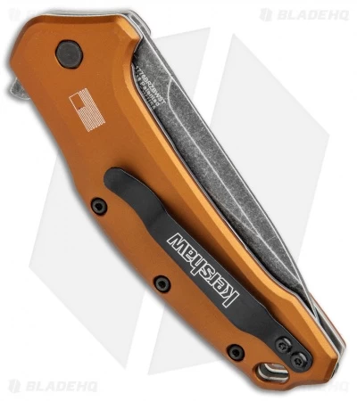 Kershaw Link Drop Point Knife Flat Dark Earth Aluminum (3.25" BlackWash) - Image 2