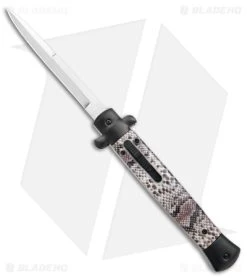 Mago 11" Stiletto OTF Automatic Knife Black Sidewinder W/o Clip (4.8" Satin)