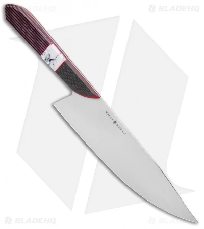 Mattia Borrani Bowie Chef Knife Black/Red G-Carta Recon Stone (8") - Image 2