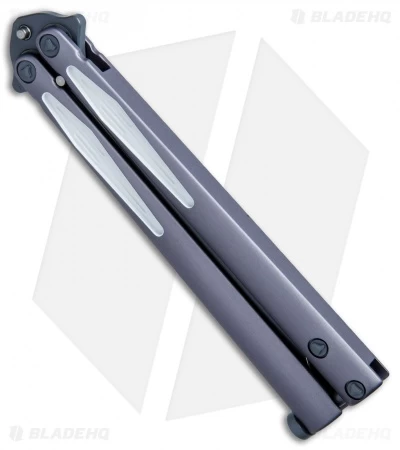Microtech Tachyon III Balisong Butterfly Knife (4.5" Gray Full Serr) 173-D3GW - Image 2