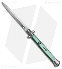 SKM AB 11" Italian Stiletto Automatic Knife Green Pearlex (5" Satin Bayonet)