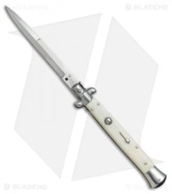 SKM AB 11" Italian Stiletto Automatic Knife Sim Bone (5" Satin Bayonet)