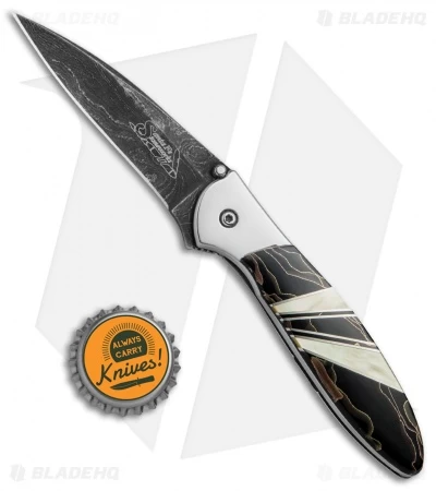 Santa Fe Stoneworks Customized Kershaw Leek A/O Knife Bronze/Pearl (3" Damascus) - Image 4