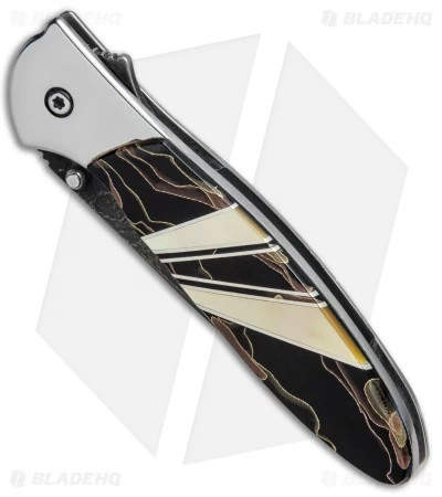 Santa Fe Stoneworks Customized Kershaw Leek A/O Knife Bronze/Pearl (3" Damascus) - Image 2