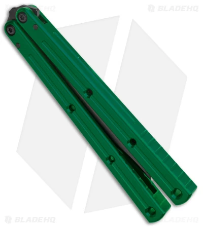 Squid Industries Krake Raken Bowie V2.5 Balisong Knife Green (4.5" Inked) - Image 3