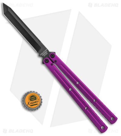 Squid Industries Krake Raken Tanto V2.5 Balisong Knife Purple (4.5" Inked) - Image 4