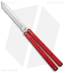 Squid Industries Krake Raken V2.5 Tanto Balisong Knife Red (4.5" Satin)
