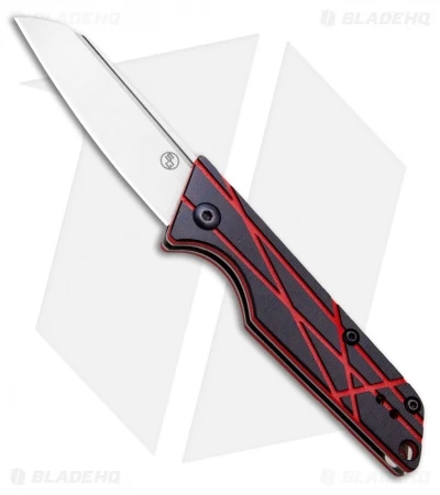StatGear LEDGE Slip Joint Knife Black + Red G10 (2.625" Satin D2)
