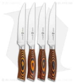 Tuo Cutlery Fiery Phoenix Steak 4-Piece Steak Kitchen Knife Set Black/Orange