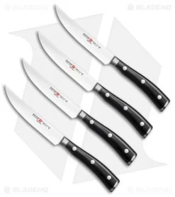 Wusthof Classic Ikon 4-Piece Steak Knife Set Black Polymer