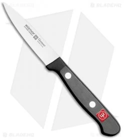 Wusthof Gourmet Spear Point Paring Knife Black (3" Satin)