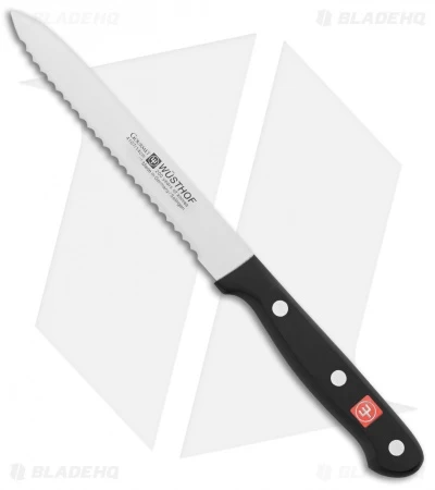 Wusthof Gourmet Serrated Utility Knife Black (5" Satin Serrated)