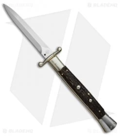 AGA Campolin 13" Swinguard Automatic Knife Stag Horn (5.75" Satin Dagger)