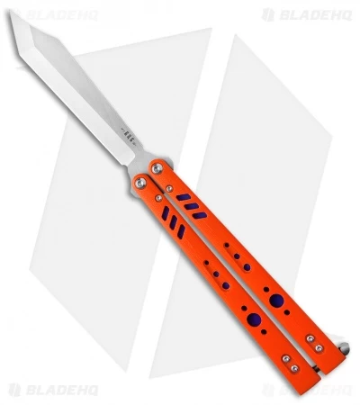 BRS Premium Replicant Balisong Butterfly Knife Orange G-10/Purple Ti (4.5" SW)