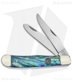 Frost Cutlery Crowing Rooster Trapper Pocket Knife Abalone (3.9" Mirror)