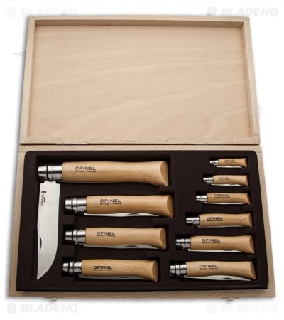 Opinel Knives Stainless Steel Folding Knife Beechwood Handles (Set Of 10)