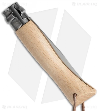 Opinel Knives No 7 Stainless Steel Knife Beech Wood + Leather Lanyard (3" Satin) - Image 2