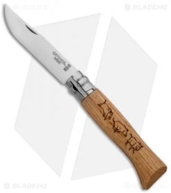 Opinel No. 8 Stainless Steel Folding Knife Oak (3.25" Satin) #8 SS Boar