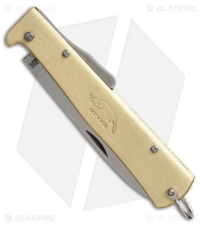 Otter Mercator Lockback Folding Knife Brass (3.5" Satin) CS - Image 2