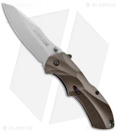 Schrade SCHA7BR Clip Point Spring Assisted Knife Brown (3.25" Bead Blast Plain)